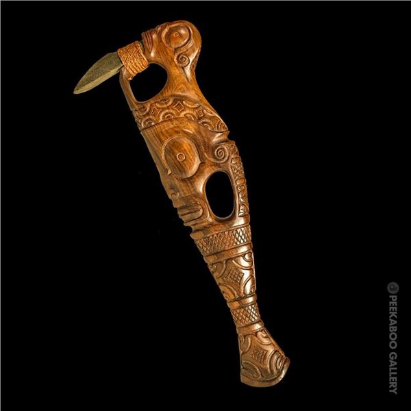 HAND CARVED MARQUESAN CEREMONIAL STONE ADZE "KEE TOKI".
