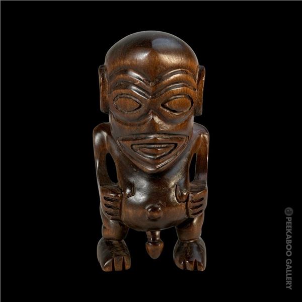 OCEANIC ARTS #214 A (WITH PHALLUS) COOK ISLAND FISHERMANS GOD CARVED TIKI.