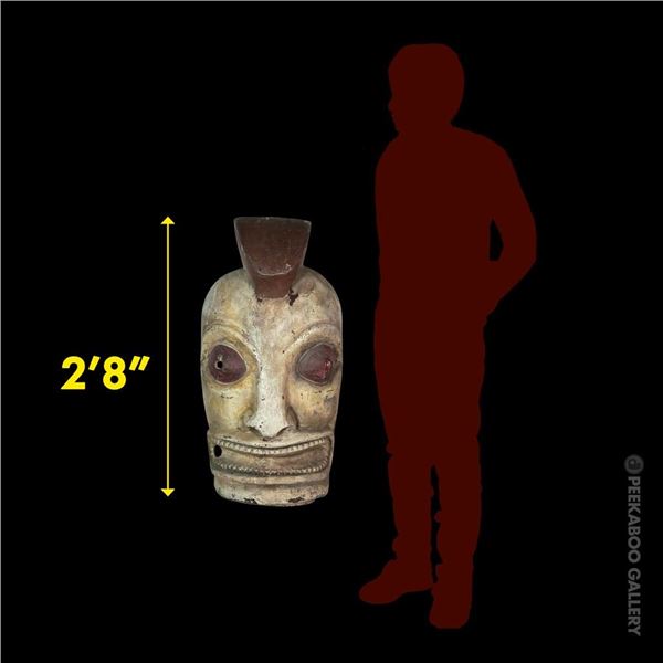 SEA & JUNGLE FIBERGLASS WALL MOUNT MAHIOLE WAR GOD MASK.
