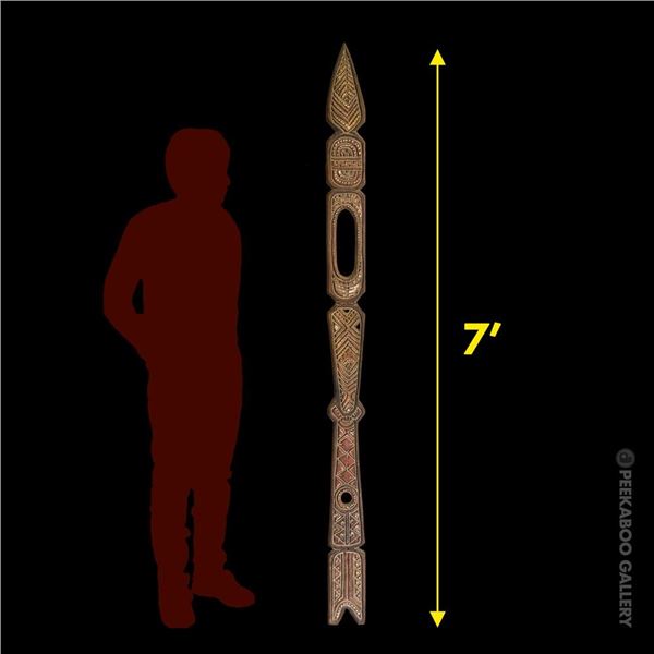 OA LEROY SCHMALTZ NATIVE SPEAR PANEL FROM THE CENTRAL WAREHOUSE "TRADER DICK'S" HUT.