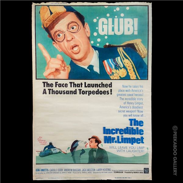 ORIGINAL THEATRICAL RELEASE ROLLED THREE-SHEET "THE INCREDIBLE MR. LIMPET" POSTER.