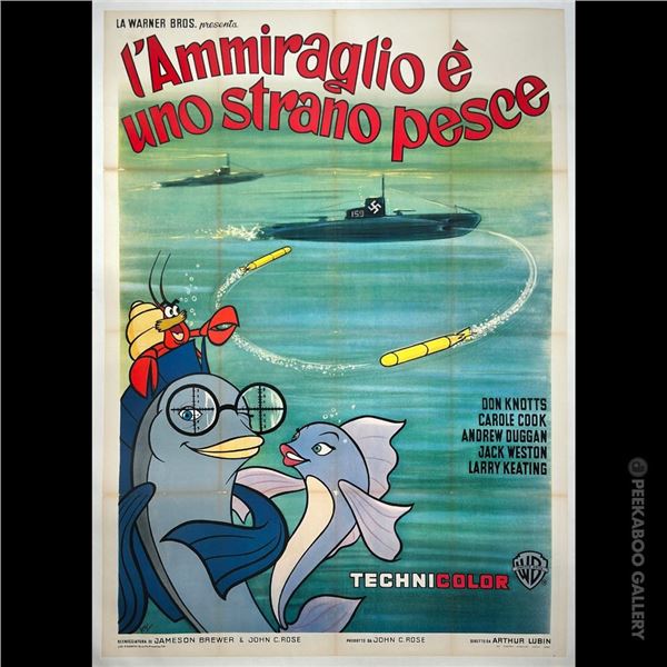 ORIGINAL ITALIAN 2-SHEET "THE INCREDIBLE MR. LIMPET" POSTER MOUNTED ON LINEN.
