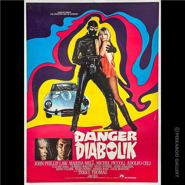 ORIGINAL FRENCH "DANGER DIABOLIK" POSTER MOUNTED ON LINEN.