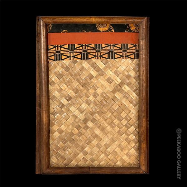 OCEANIC ARTS WAREHOUSE SIGN RENTAL FRAME TIKI PANEL w/ TAPA CLOTH.