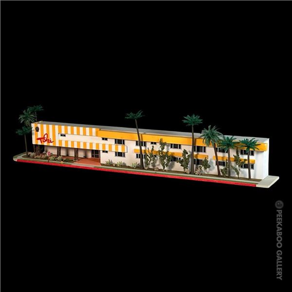 ARCHITECTURAL MODEL OF THE FAMOUS "TIKI APARTMENTS" IN REDONDO BEACH, CA.