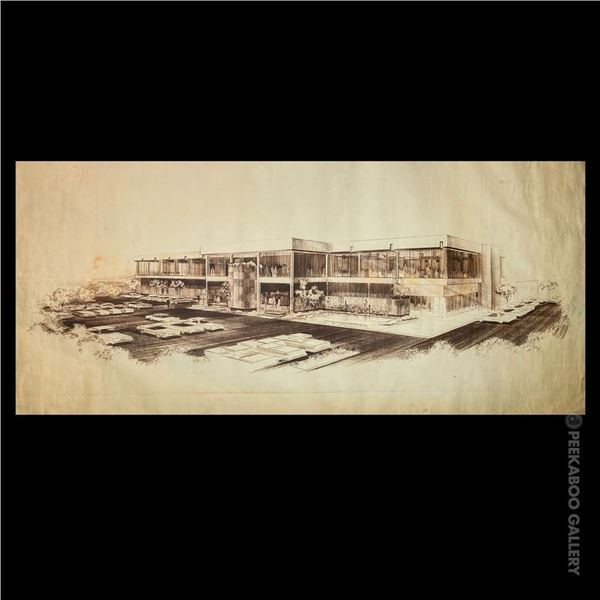 GEORGE NAKASHIMA - BROWNLINE OZALID CONCEPTUAL PLANS FOR TIKI-THEMED MONTEBELLO BOWLING COMPLEX.