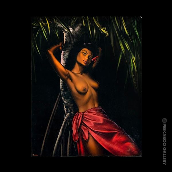 ORIGINAL VELVET PAINTING "ANNA" BY RALPH BURKE TYREE.