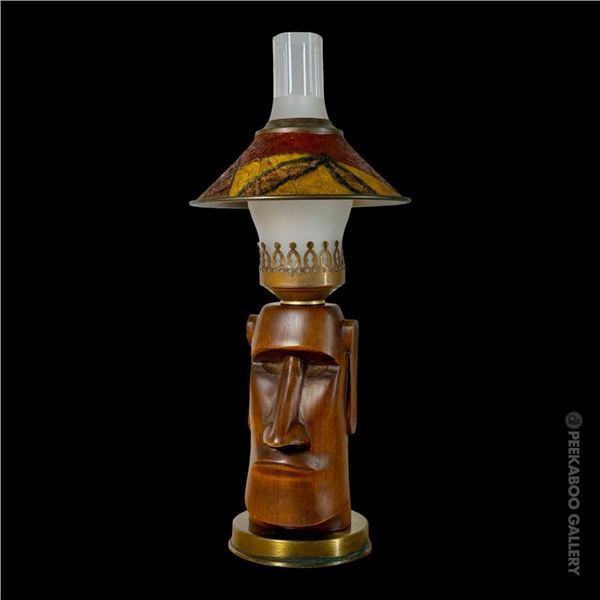 ICONIC OCEANIC ARTS #1403 "AKU AKU" MOAI TIKI TABLE LAMP.