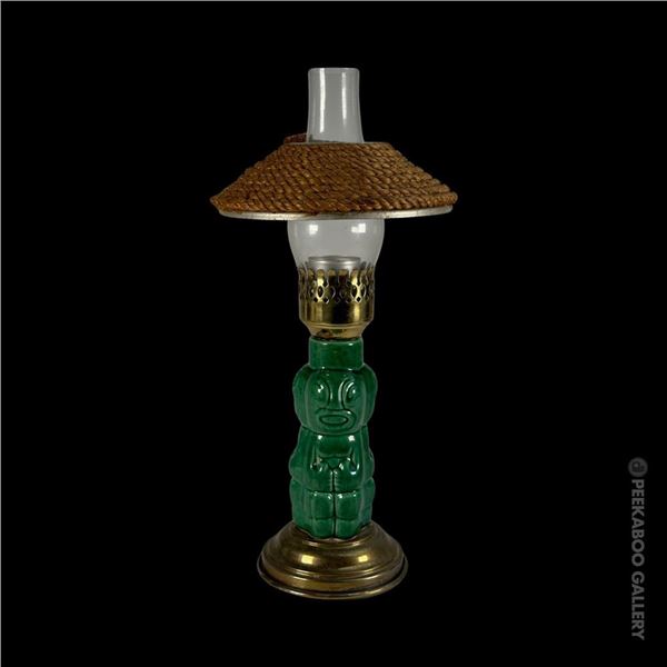 RARE TRI-MARQUESAN TIKI TABLE LAMP from THE LUAU - BEVERLY HILLS.