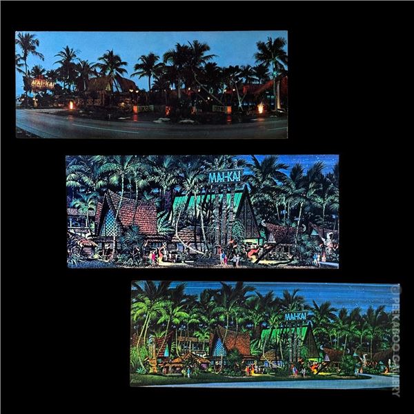 TRIO OF MAI-KAI COLORFUL PANORAMA POSTCARDS.