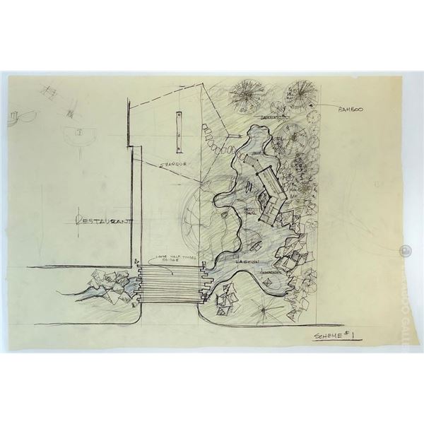 ORIGINAL MAI-KAI CHARLES McKIRAHAN EXPANDED ENTRANCE "SCHEME #1" - OVERHEAD PLOT PLAN CONCEPTUAL SCH