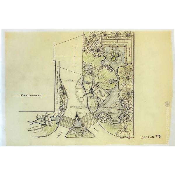 ORIGINAL MAI-KAI CHARLES McKIRAHAN EXPANDED ENTRANCE - SCHEME #3  - OVERHEAD PLOT PLAN CONCEPTUAL SC