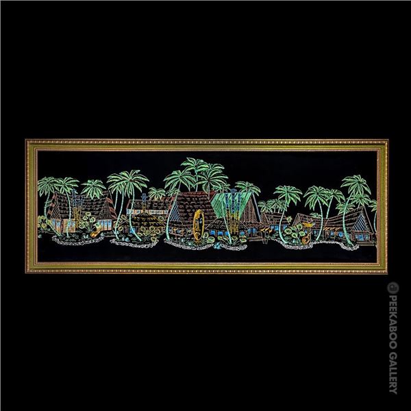BEAUTIFUL MAI-KAI GIFT SHOP PAINTING ON BLACK VELVET.