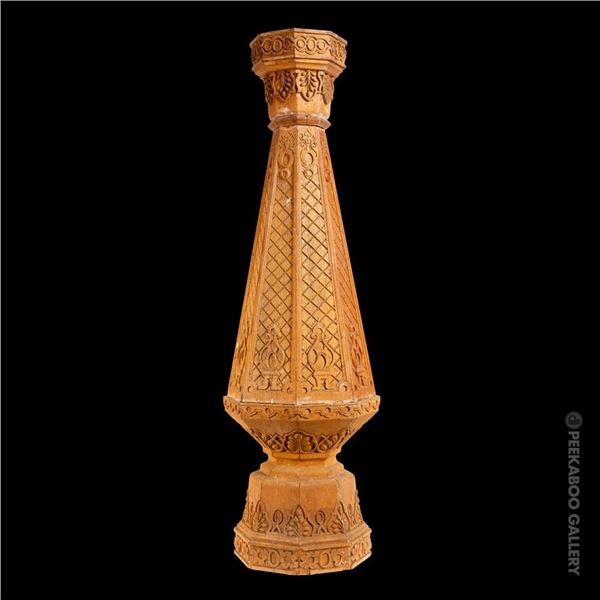 HISTORIC MASTER PATTERN CARVING FOR THE MAI-KAI "BANGKOK ROOM" SIAMESE TEMPLE COLUMNS.