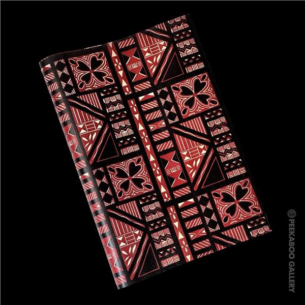 ST. CLAIR STYLED TAPA CLOTH PATTERN GIFT WRAPPING PAPER IN ORIGINAL BOX.