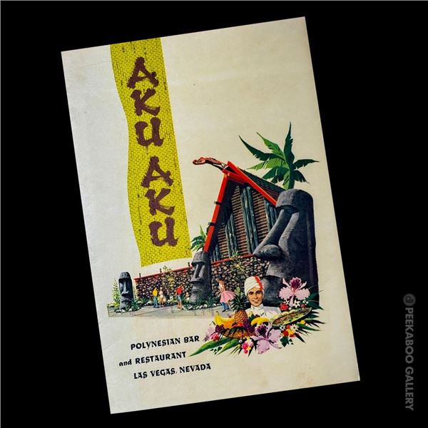 VINTAGE "AKU AKU" DINNER MENU FROM THE STARDUST, LAS VEGAS.