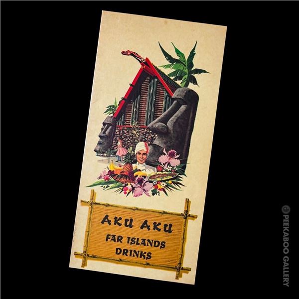 VINTAGE "AKU AKU" COCKTAIL MENU FROM THE STARDUST, LAS VEGAS.