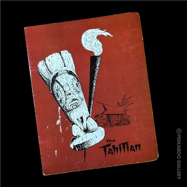 VINTAGE DINNER MENU FORM "THE TAHITIAN" IN PASADENA, CALIFORNIA.