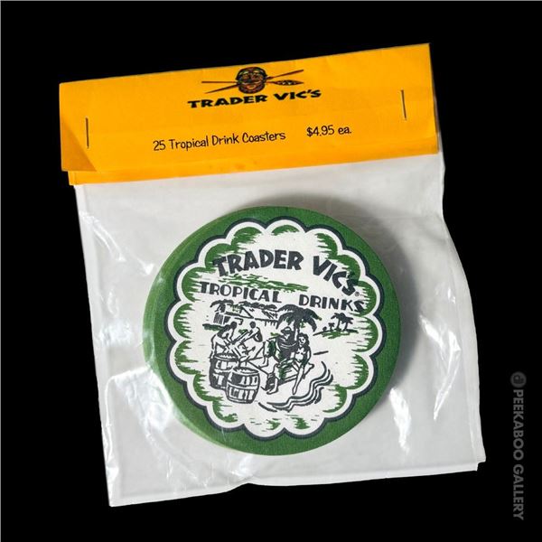 TRADER VIC'S BAR COASTER SET AS SOLD AT OCEANIC ARTS.
