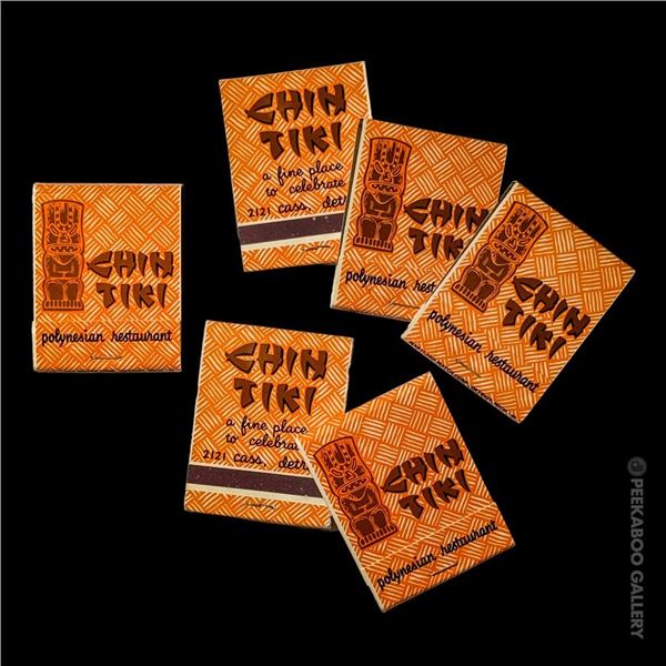 SET OF SIX (6) UNSTRUCK "CHIN TIKI" DETROIT MATCHBOOKS.