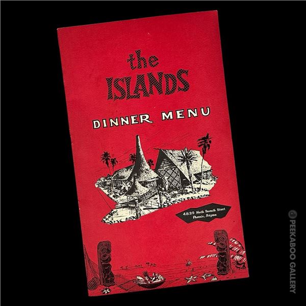 VERY RARE "THE ISLANDS" DINNER MENU FROM PHOENIX, ARIZONA.