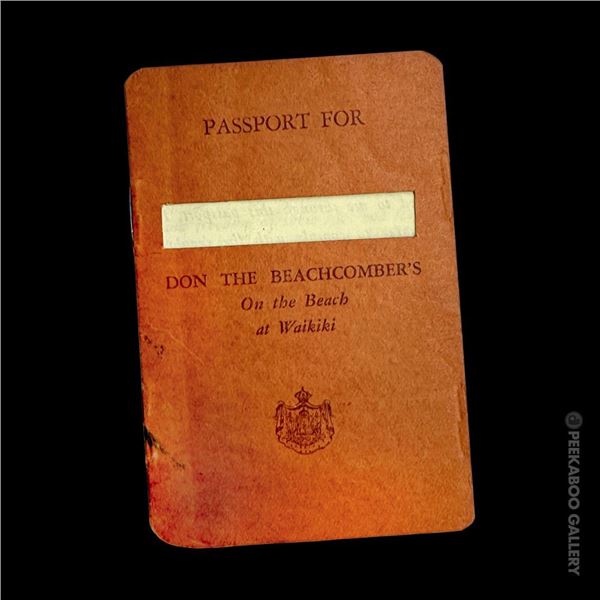 1940s DON THE BEACHCOMBER - WAIKIKI BEACHCOMBER PASSPORT PERSONALLY SIGNED BY DONN BEACH.