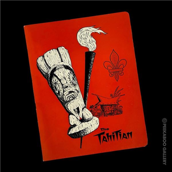VINTAGE DINNER MENU FORM "THE TAHITIAN" IN PASADENA, CALIFORNIA.