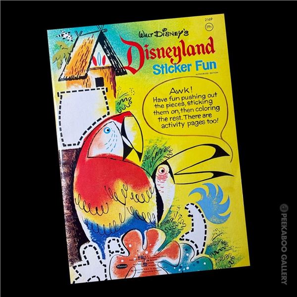 1964 DISNEYLAND WHITMAN ENCHANTED TIKI ROOM PUNCH OUT STICKER FUN BOOK.