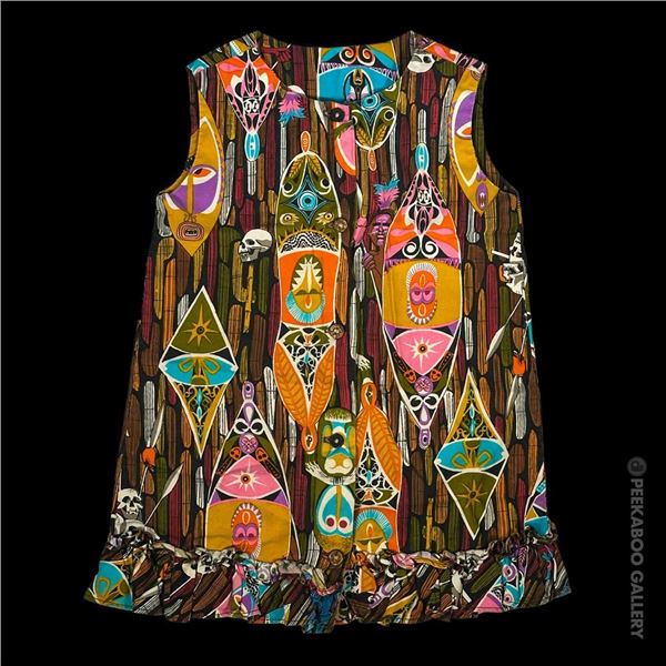 DISNEYLAND ENCHANTED TIKI ROOM "HOSTESS UNIFORM" PATTERN - RETAIL CHILD'S SLEEVELESS DRESS.