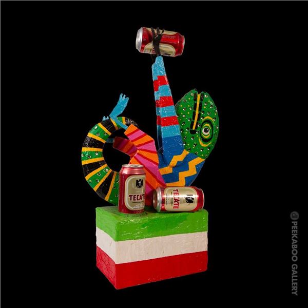 ORIGINAL ART BY ROLLY CRUMP - DISNEY IMAGINEER - "TECATE LIZARD" PAPER MACHE SCULPTURE.