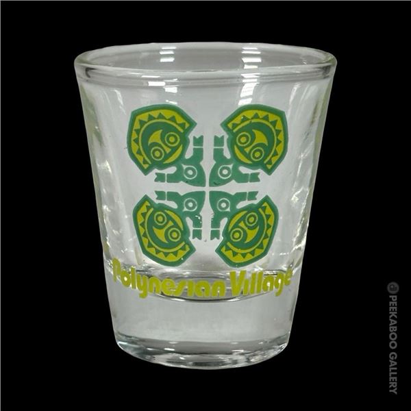 WALT DISNEY WORLD "POLYNESIAN VILLAGE" RESORT SHOT GLASS.