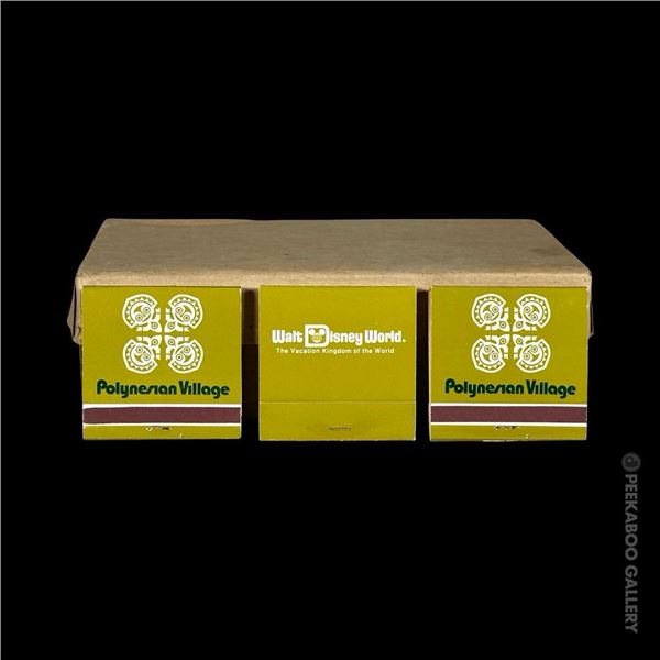 VERY RARE SET OF FIFTY (50) UNUSED "POLYNESIAN VILLAGE" WDW MATCHBOOKS IN ORIGINAL SHIPPING BOX.