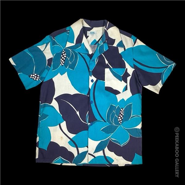 SVEN KIRSTEN KOLLECTION - MOD 1970s BLUE FLOWER PATTERN MEN'S SHIRT.