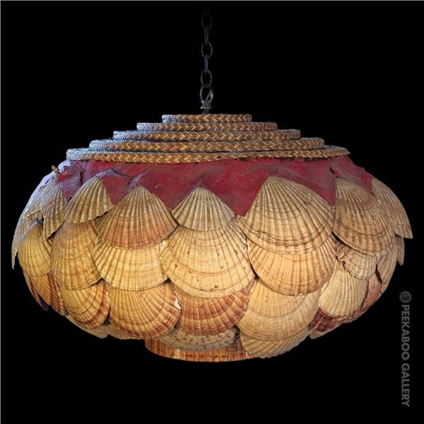 COLOSSAL SEA & JUNGLE - BARBARA TOBECKSON "BAKESHELL" SWAG TIKI LAMP FROM AKU-AKU, Massachusetts.
