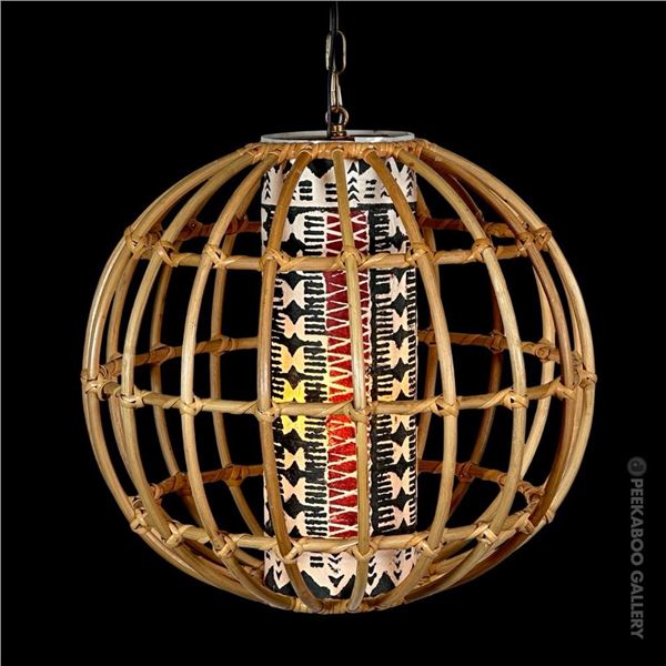 OCEANIC ARTS SIGNATURE #2386-S "KOOBOO CANE SHADE" LAMP.