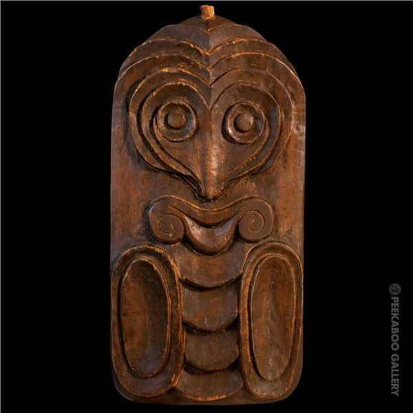 #415 "NEW GUINEA TALE" OA MASTER PATTERN CARVING BY BOB VAN OOSTING.