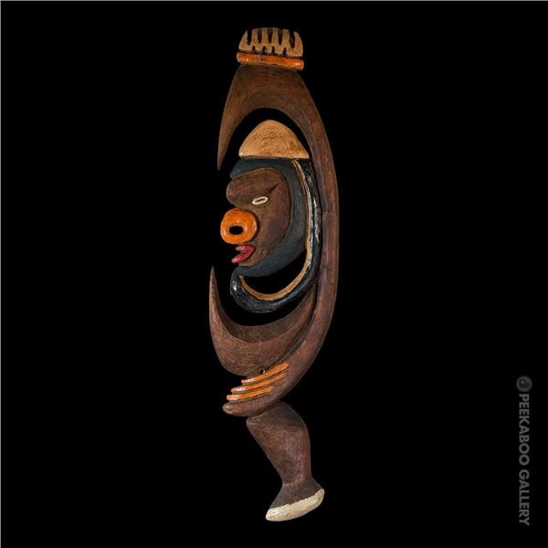 #453 "NEW GUINEA KAMANGGABI" OA POLYCHROMED SPIRIT WALL FIGURE.