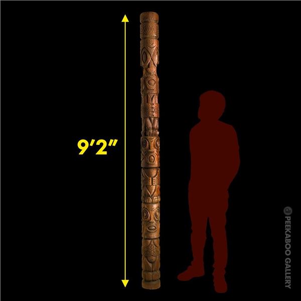 GRAND 9-FOOT TIKI JANUS POLE FROM THE FABULOUS MARRIOTT "KONA KAI" - PHILADELPHIA.