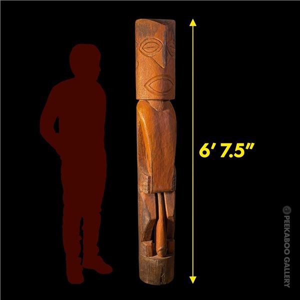 MARVELOUS ORIGINAL TRADER VIC'S STYLIZED MODERNIST COOK ISLAND TIKI GOD wt AMPLE PHALLUS.