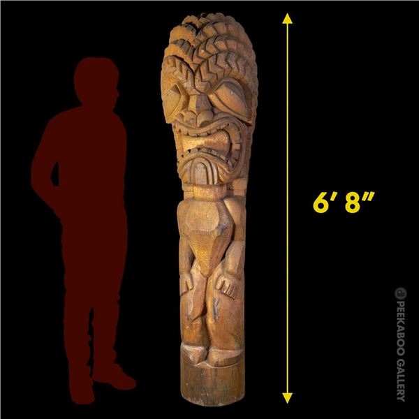 MAGNIFICENT VINTAGE "KU" HAWAIIAN WAR GOD TIKI FROM TRADER VIC'S.