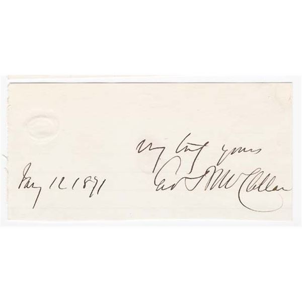 Army Of the Potomac CommanderGeorge McClellan Signed Civil War Signature Cut