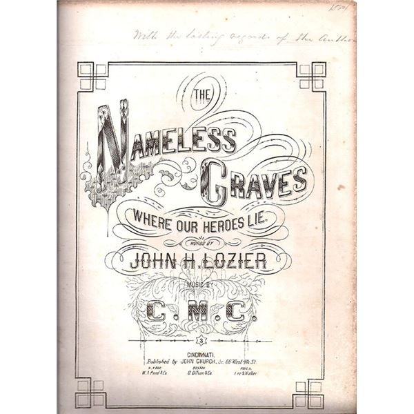 John H. Lozier RARE Civil War signed Sheet Music