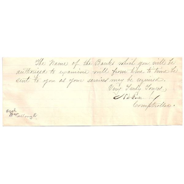 Secretary Of The  Treasury Hugh Mc Culloch Signed Civil War Letter