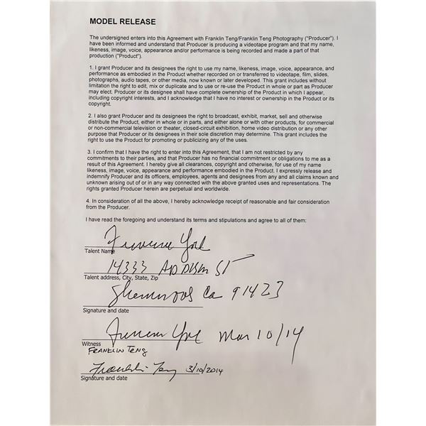 Curse of the Swamp Creature Actress Francine York Signed Contract.