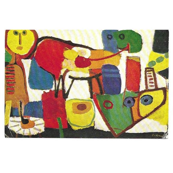 Dutch Painter Karel Appel signed postcard