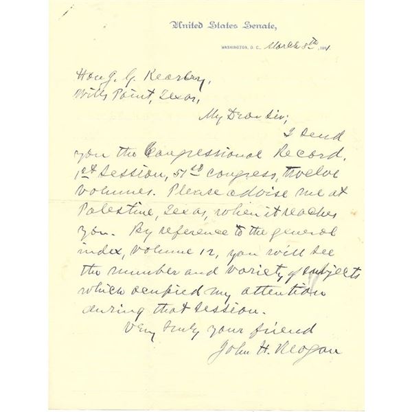 Postmaster General of the Confederacy John H. Reagan Signed Civil War Letter