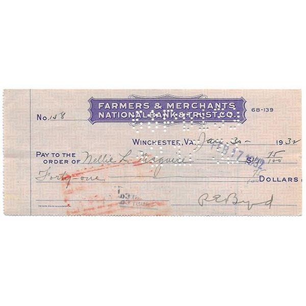 Admiral Richard E Byrd Signed Check