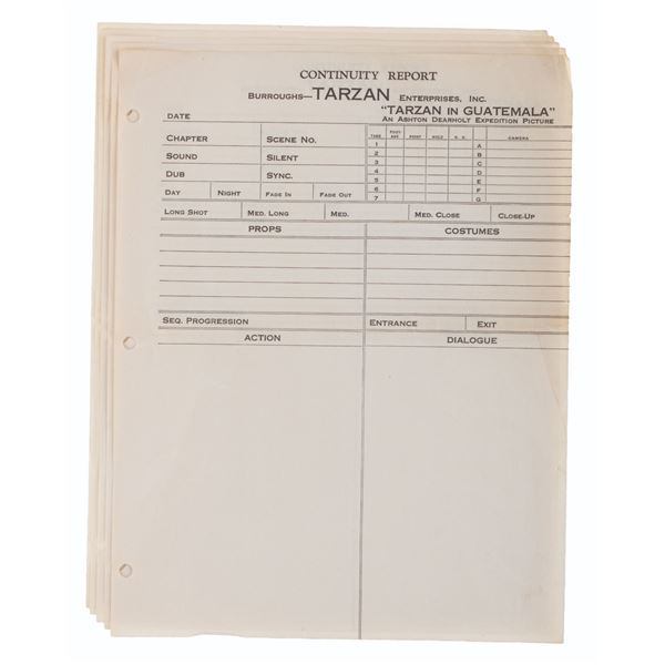 A Collection of "Tarzan in Guatemala" Continuity Reports.