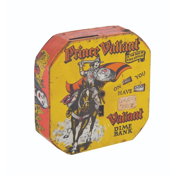 A Prince Valiant Tin Litho Dime Bank.