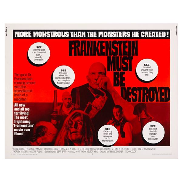 A "Frankenstein Must Be Destroyed" Half-Sheet.